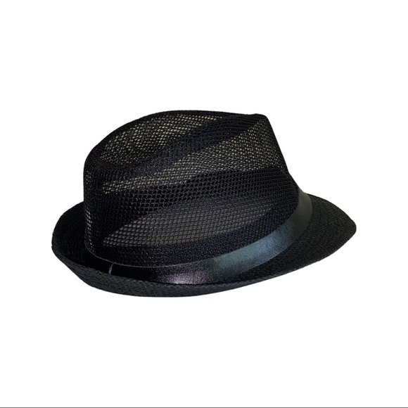 Fedora Black Mesh Short Brim Hat - Picture 4 of 5